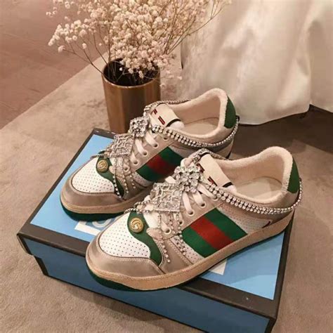 gucci women's sneakers with crystals|gucci bedazzled sneakers.